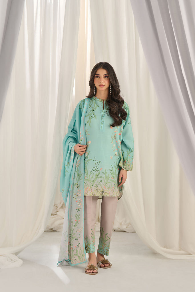 Mint Flora Kurta Set with Dupatta