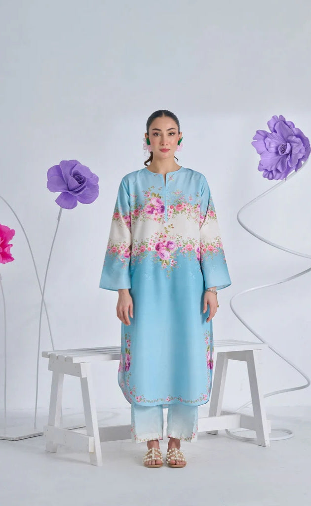 Aqua Petals Co-ord Set