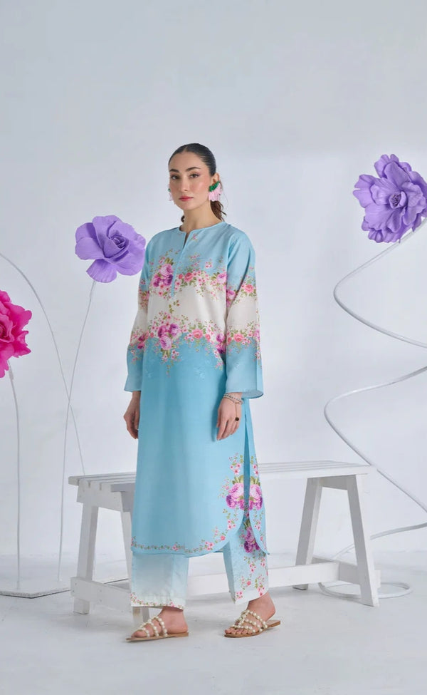 Aqua Petals Co-ord Set
