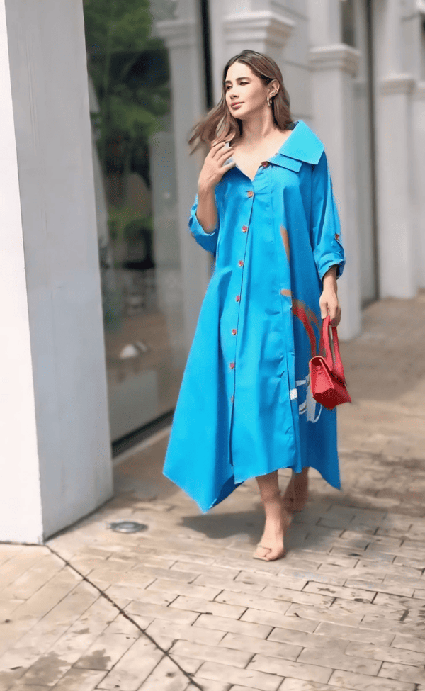 Azure Breeze Shirt Dress