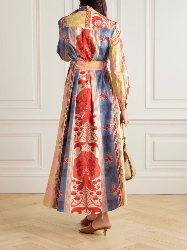 Riviera Satin Belted Maxi Dress