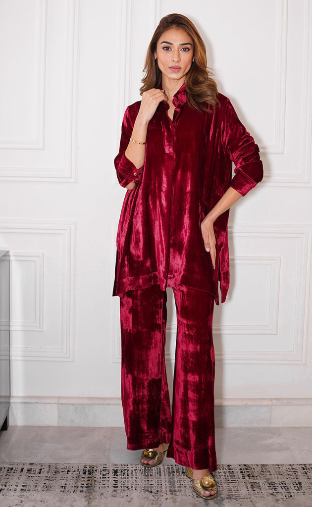 Red Velvet Luxe Co-ord Set