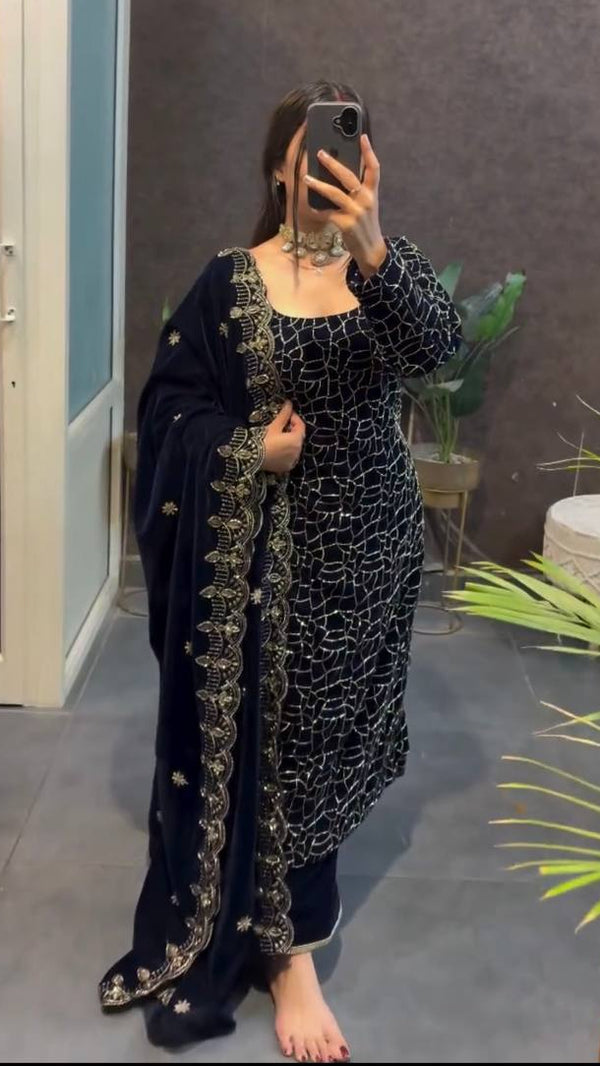 LustreLine Velvet Suit Set